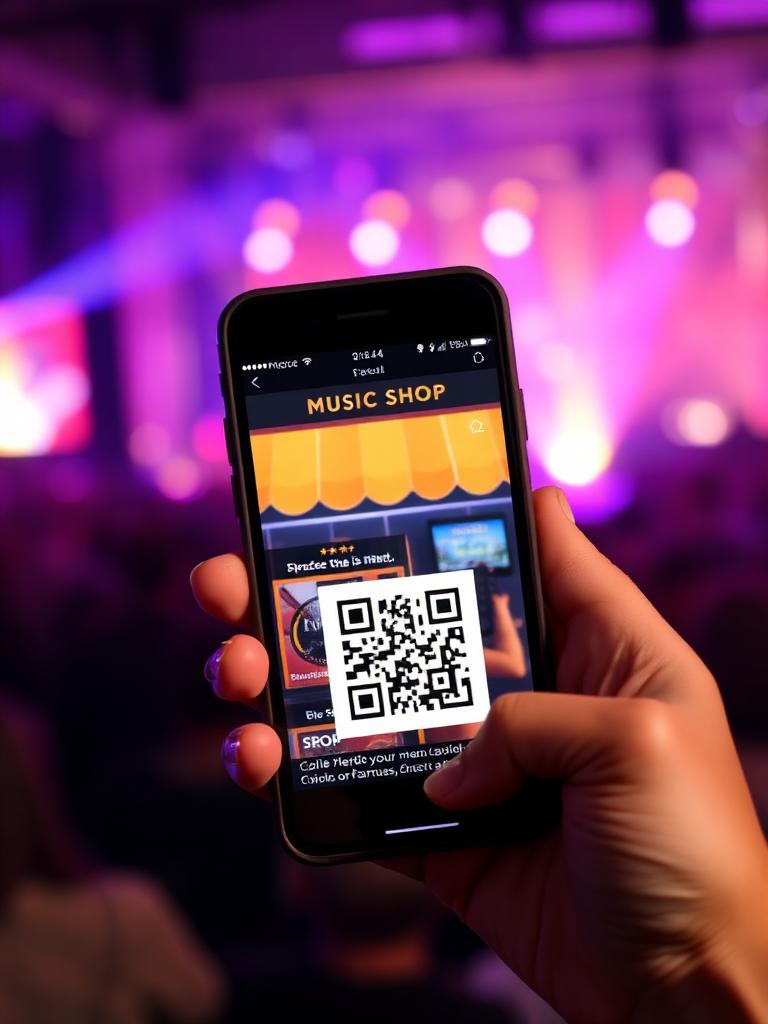 Fan scanning a QR code at a gig